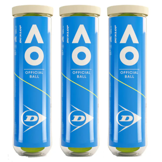 Tennis Balls Dunlop Australian Open AO (Dozen) 3 x 4-Ball Tubes